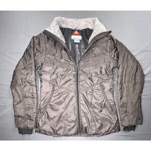 Columbia Omni-Heat Interchange Jacket Womens Small Brown Quilted Puffer Full Zip